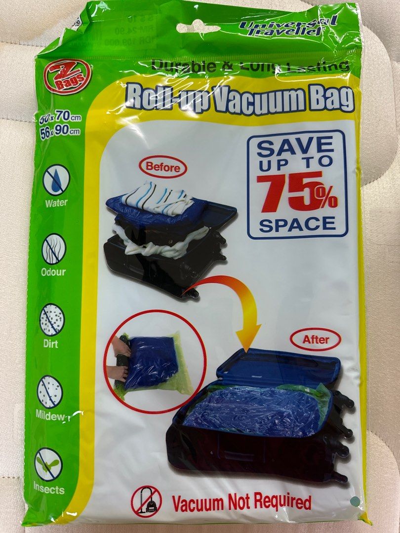 Roll up vacuum bag for packing, Hobbies & Toys, Travel, Travel