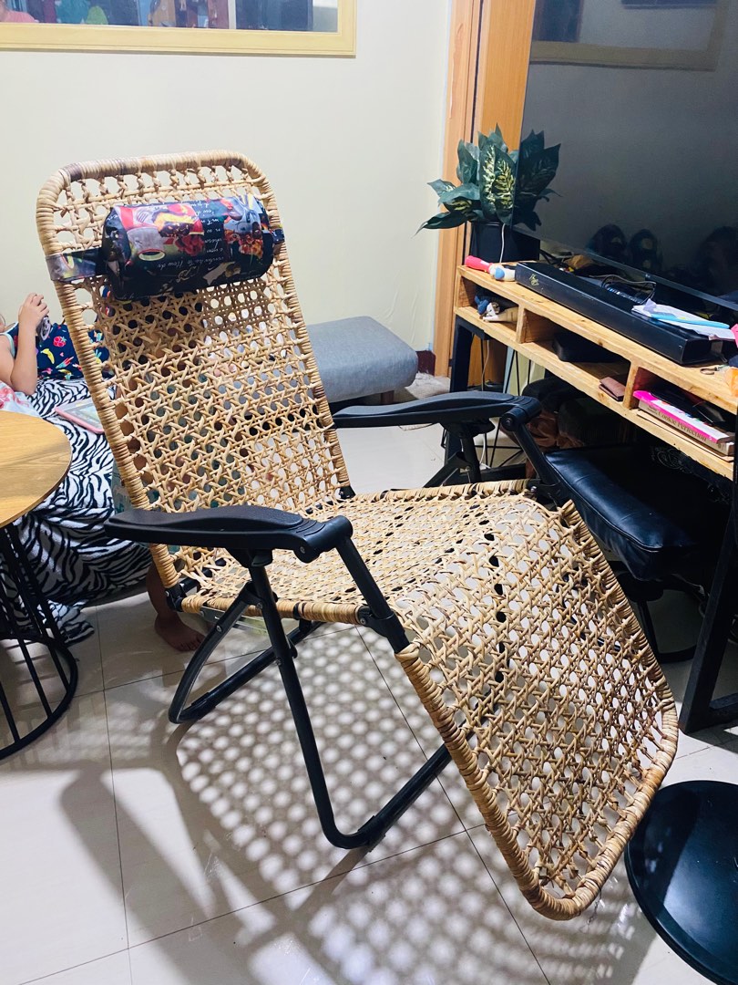 Rush Sale Rattan Reclining Chair, Furniture & Home Living, Furniture