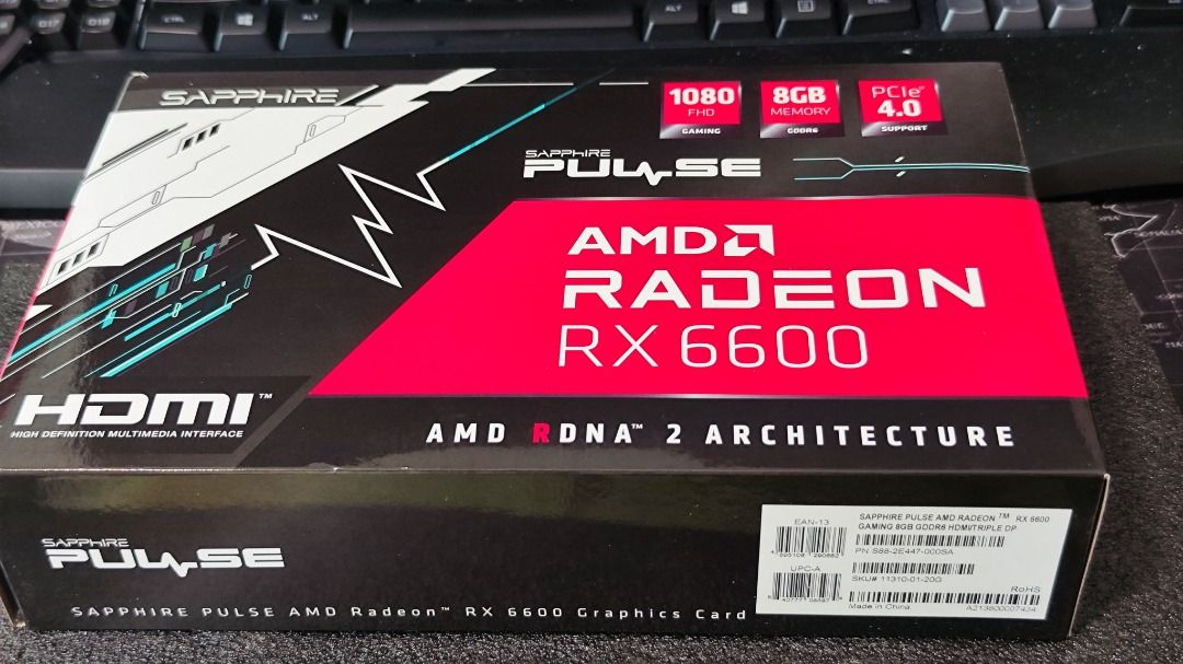 Sapphire Pulse AMD Radeon RX 6600 Gaming Graphics Card with 8GB GDDR6 ...