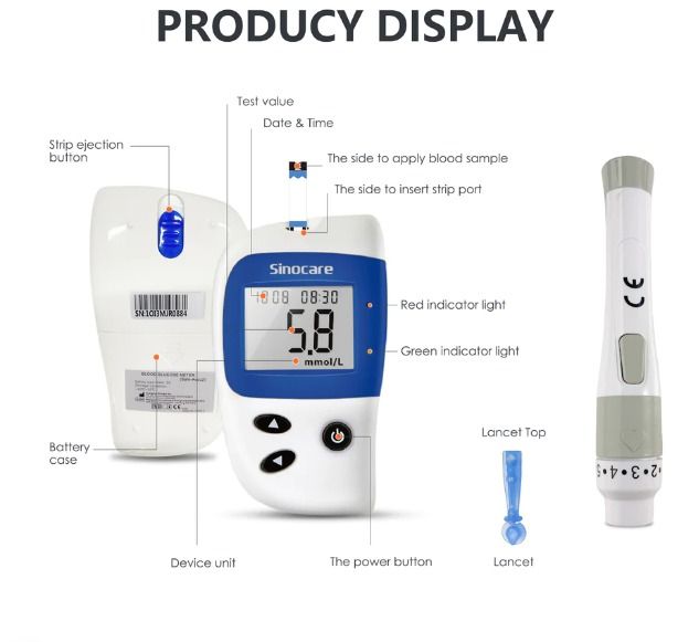 SINOCARE BLOOD GLUCOSE MONITORING SYSTEM (ORIGINAL AUTHENTIC) Safe Accu ...