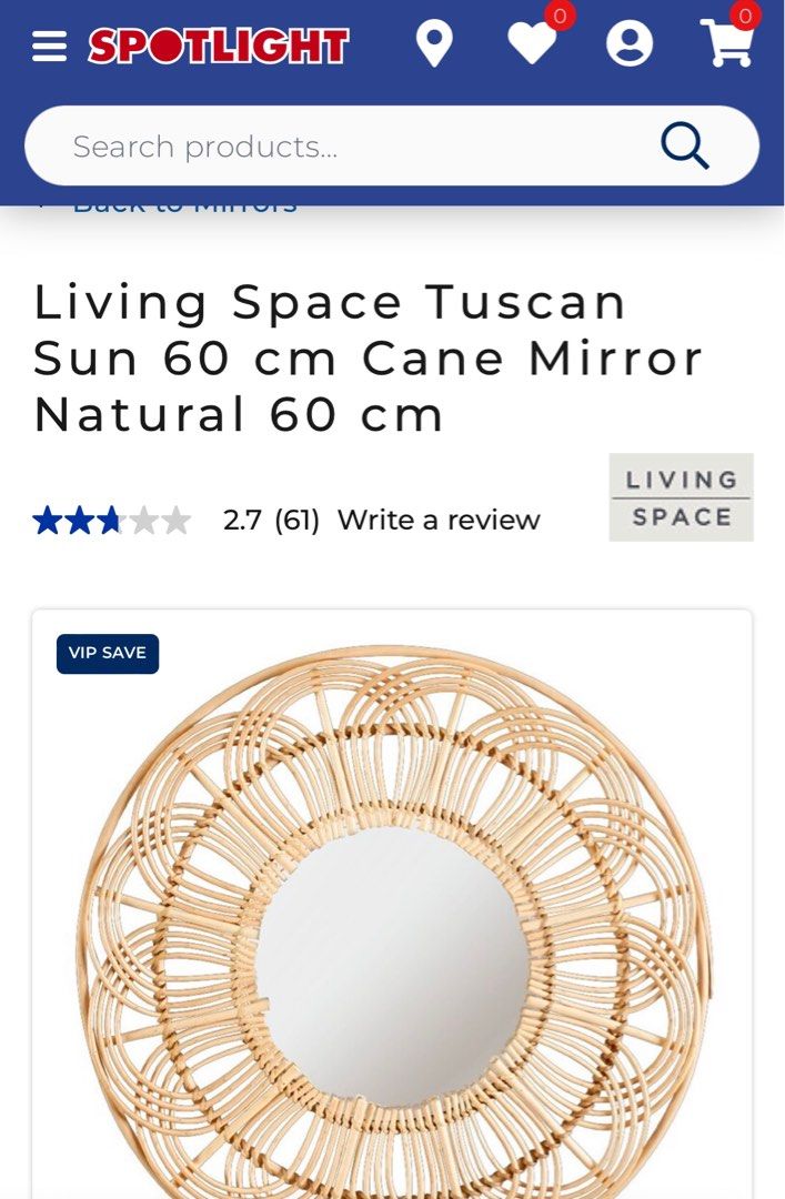 Rattan mirror best sale spotlight