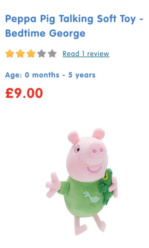 Talking bedtime george shop pig