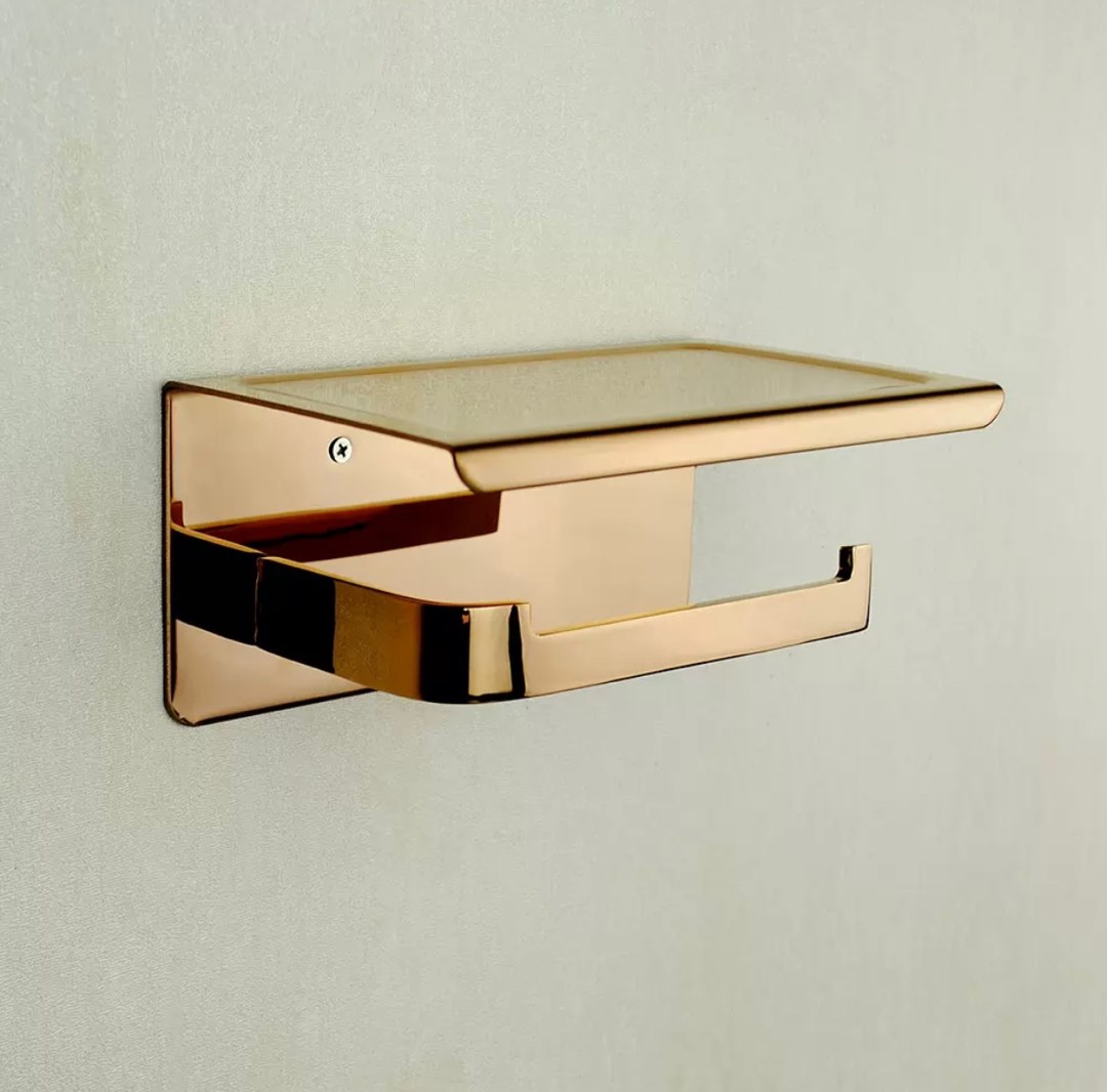 Toilet roll holder (Rose Gold) (BRAND NEW IN BOX), Furniture & Home