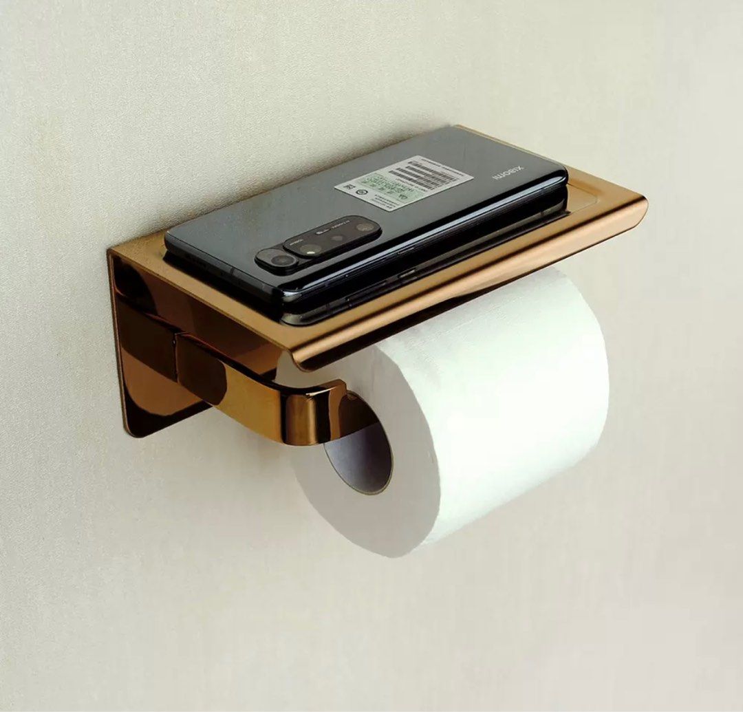 Toilet roll holder (Rose Gold) (BRAND NEW IN BOX), Furniture & Home