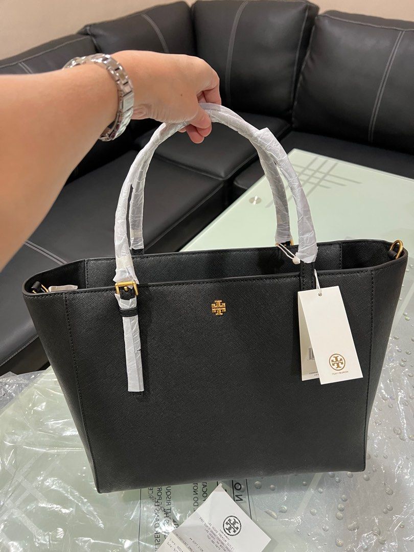 Tory Burch Emerson Large Tote/Purse - Black with Gold Hardware