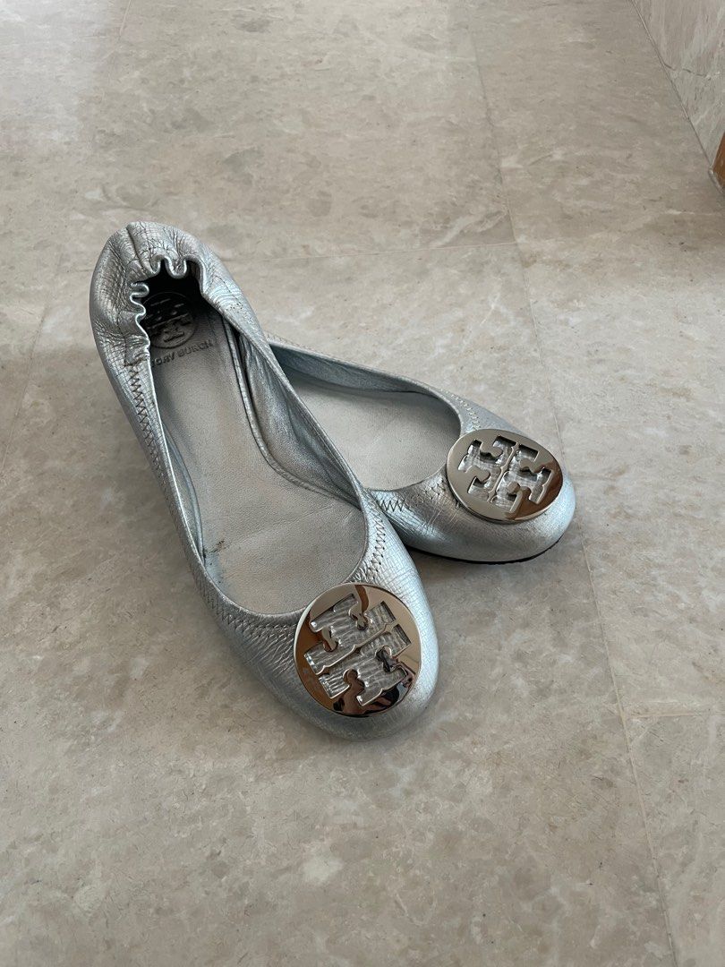Tory burch clearance silver flats