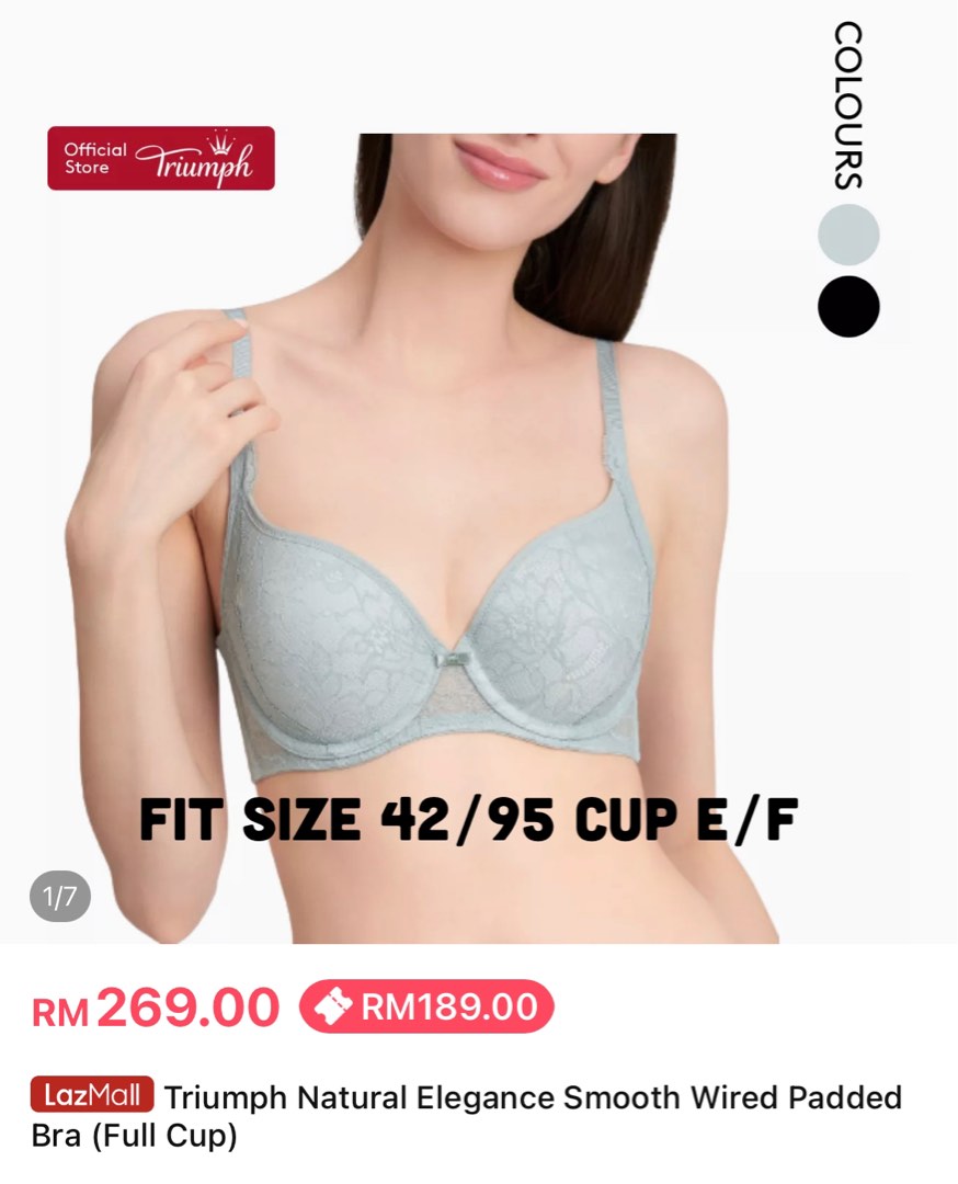 Triumph 40/90D Wired Bra Fit Size 42EF, Women's Fashion, New Undergarments  & Loungewear on Carousell