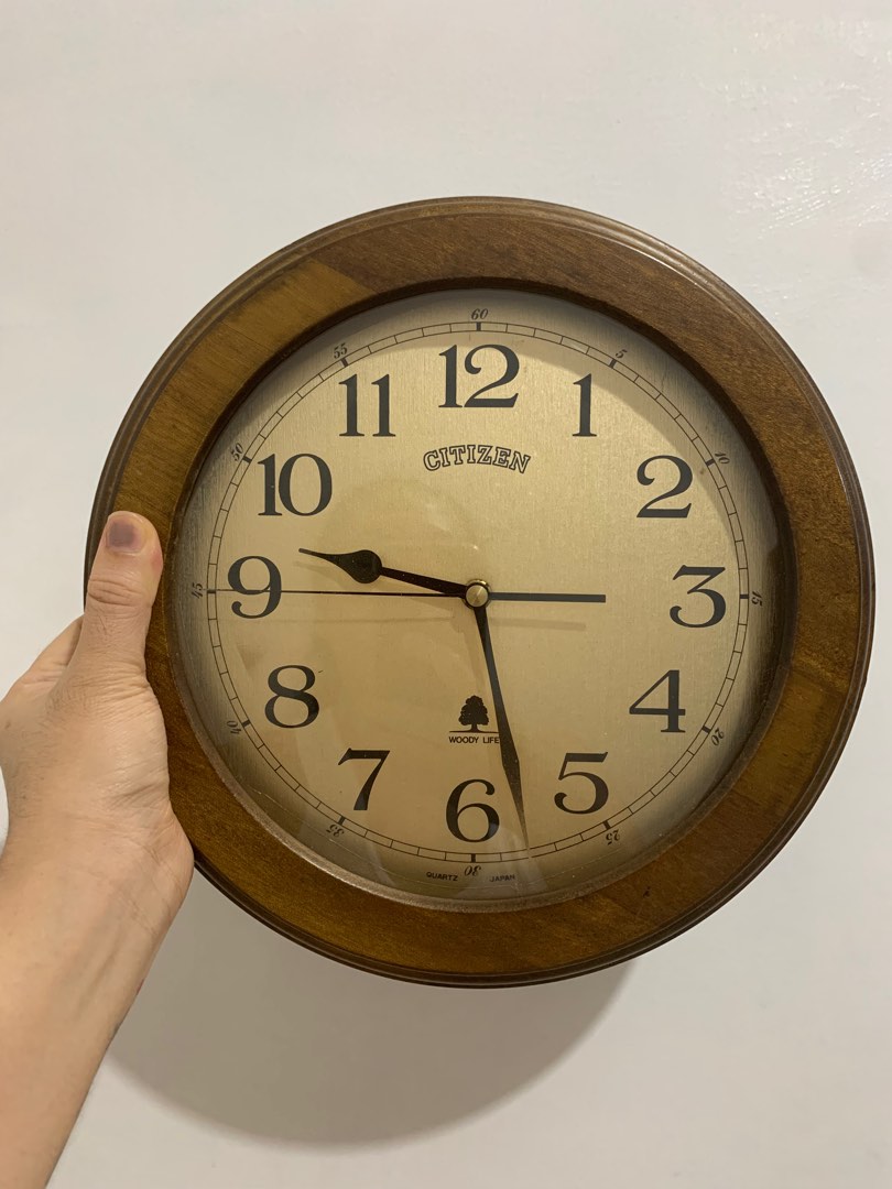 Vintage Citizen Wall Clock Made of Solid Wood, Furniture & Home Living