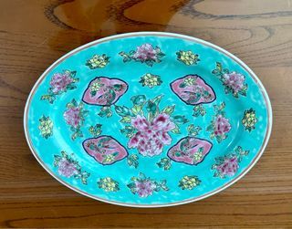 Vintage Peranakan large oval plate 31 cm