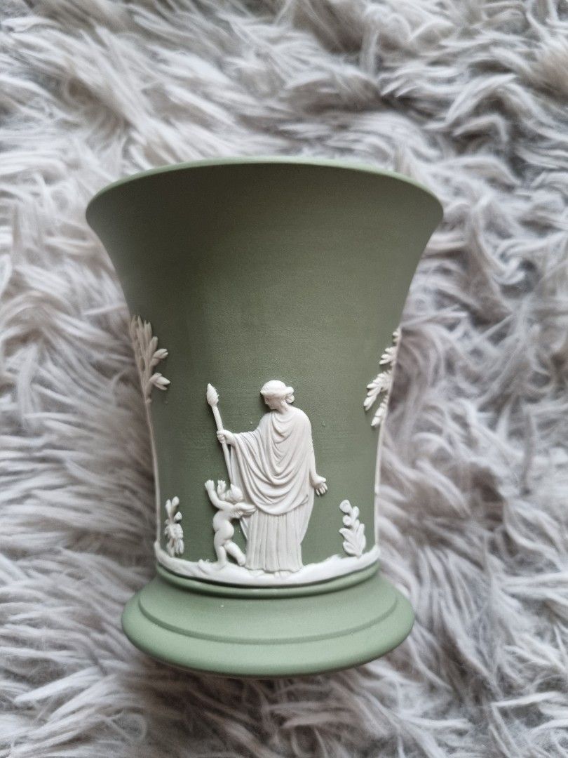 Vintage Wedgwood Jasperware Sage Green Vase, Furniture & Home Living