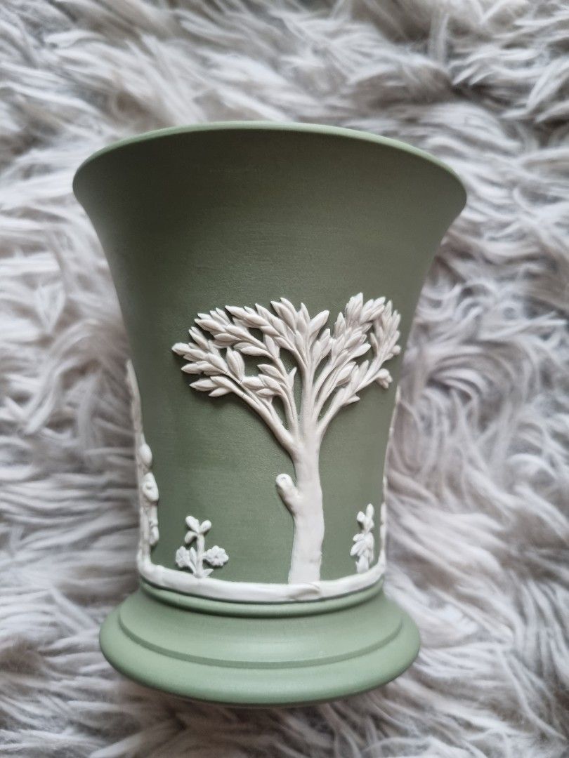 Vintage Wedgwood Jasperware Sage Green Vase, Furniture & Home Living