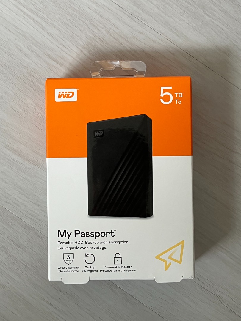 WD My Passport 5TB Black Portable Hard Disk Drive NEW, Computers