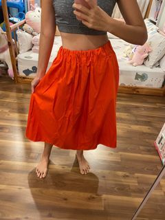 Zara Midi Poplin Skirt Orange