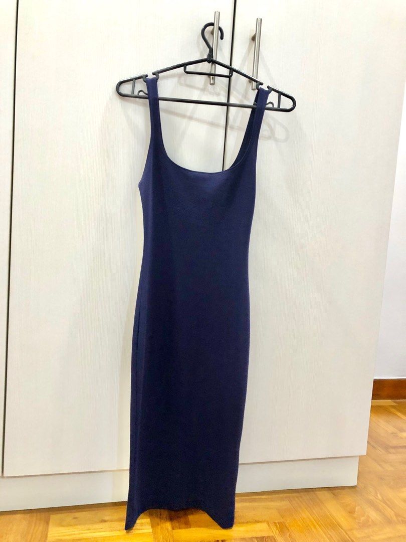 Zara Trafaluc Bodycon Navy Blue Dress, Women's Fashion, Dresses & Sets