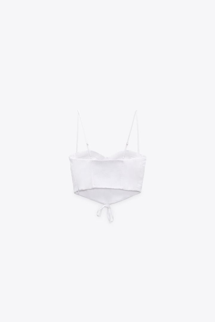 Zara CORSET STYLE POPLIN CROP TOP