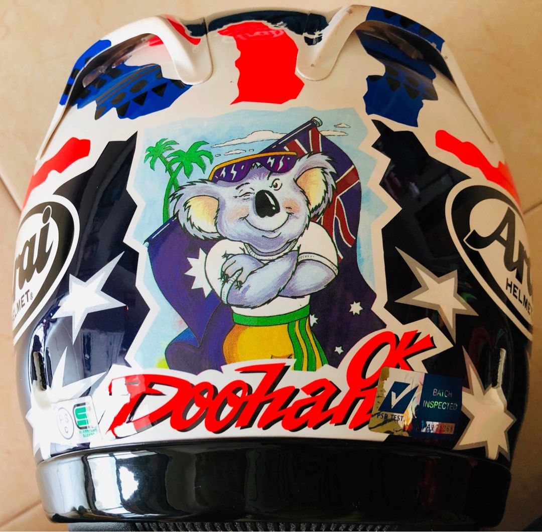 Arai Doohan Helmet (Category: Motorcycle Accessories) located in Singapore. Submitted by happy_silentmonkey (Listing ID 1203843358, Image 1). Description: .