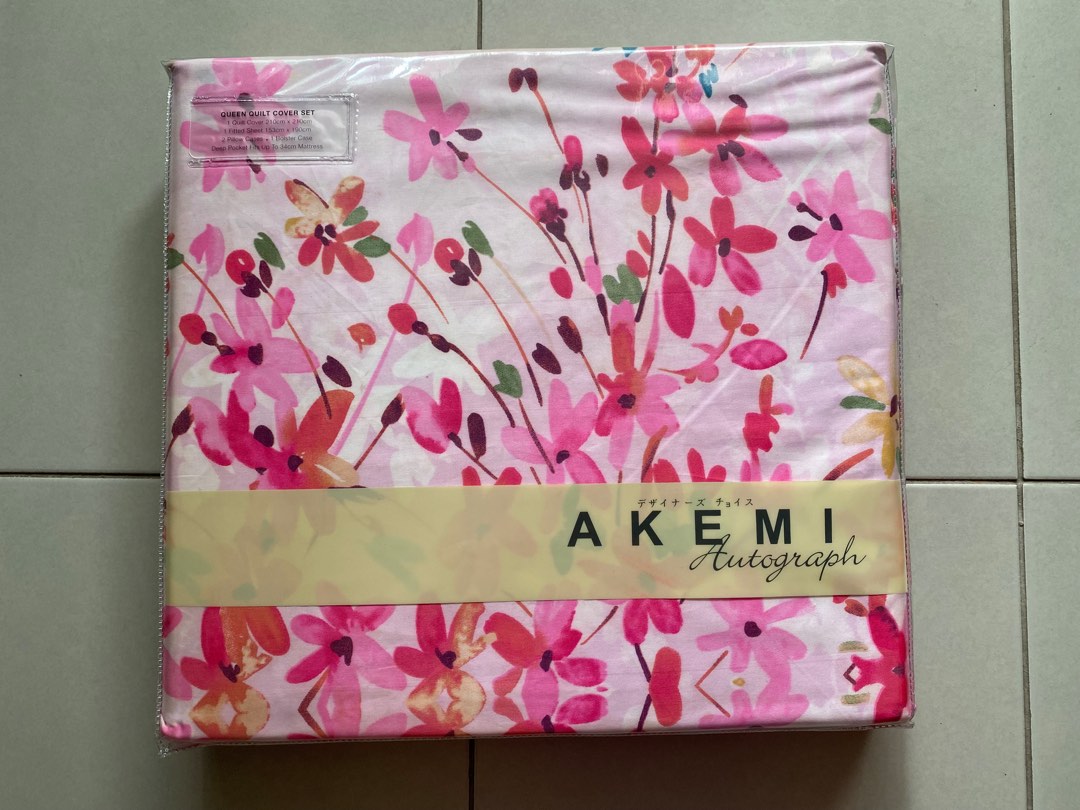 Akemi Cotton Queen Quilt Cover Set, Furniture & Home Living, Furniture