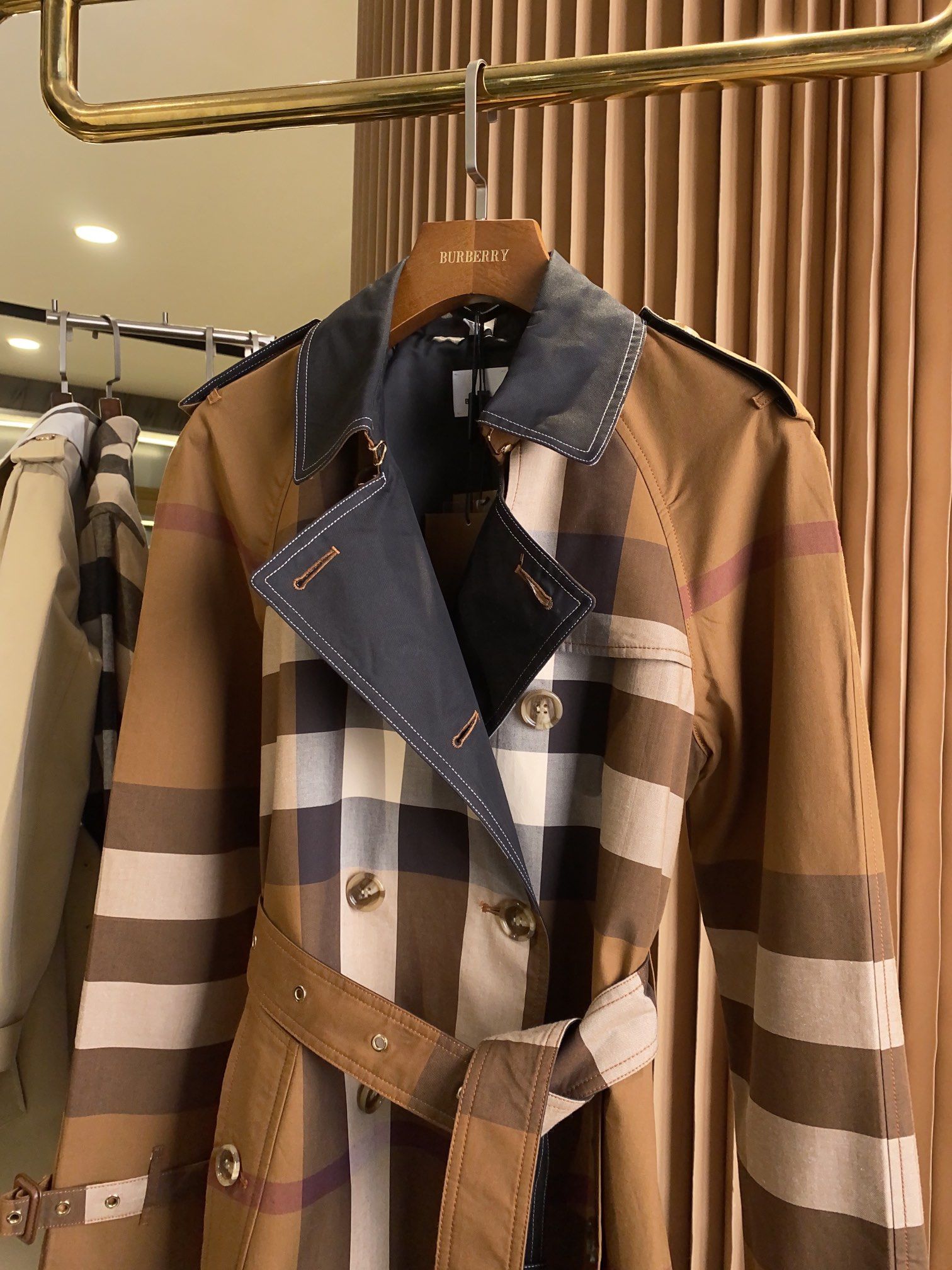 Burberry Check-Panel Trench Coat