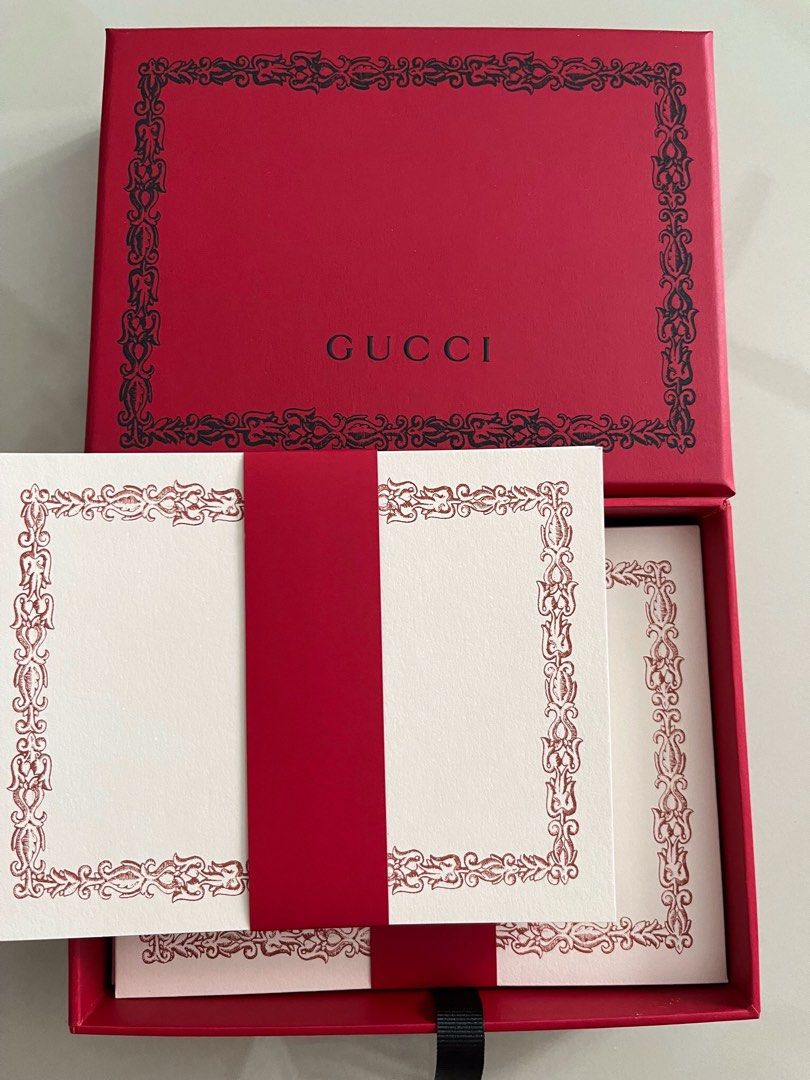 Authentic Gucci white red postcard with envelope and box, Luxury,  Accessories on Carousell