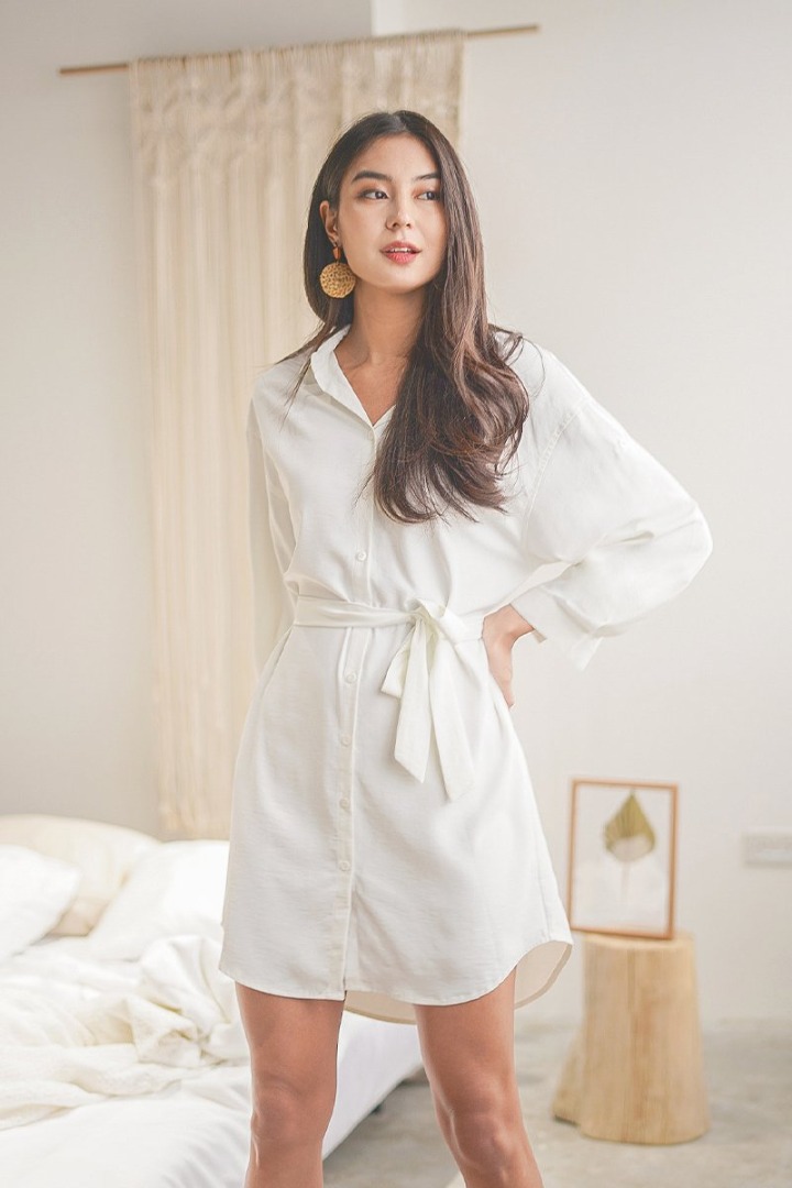 Boyfriend shirt dress white cheap