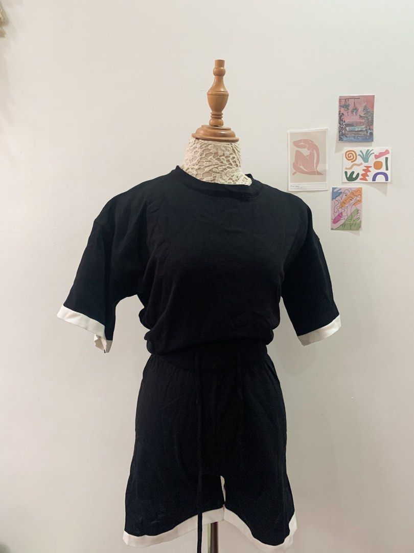Black and white top and shorts coordinates, Women's Fashion, Dresses