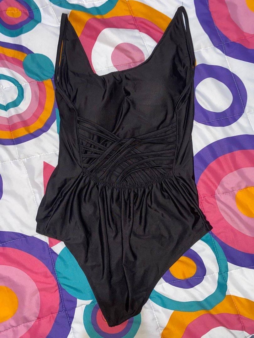 One Piece Criss Cross Bra Top with Sheer Detail main image 1