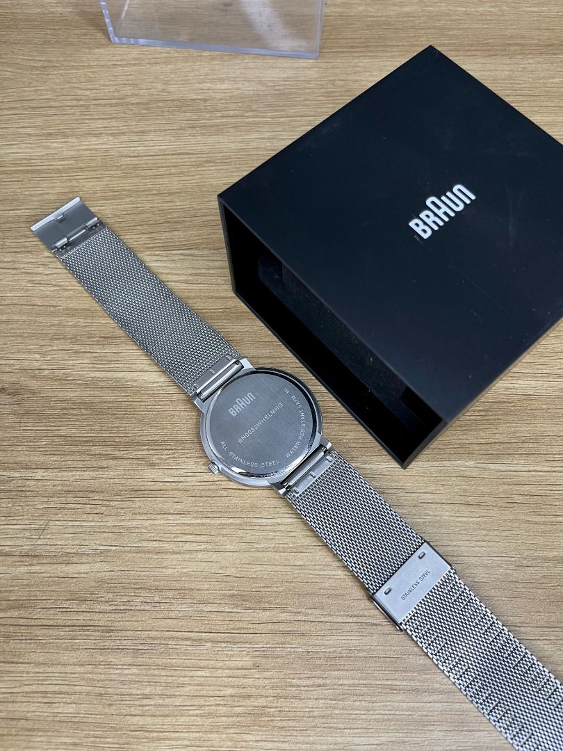 Braun BN0032 classic watch with mesh bracelet white silver