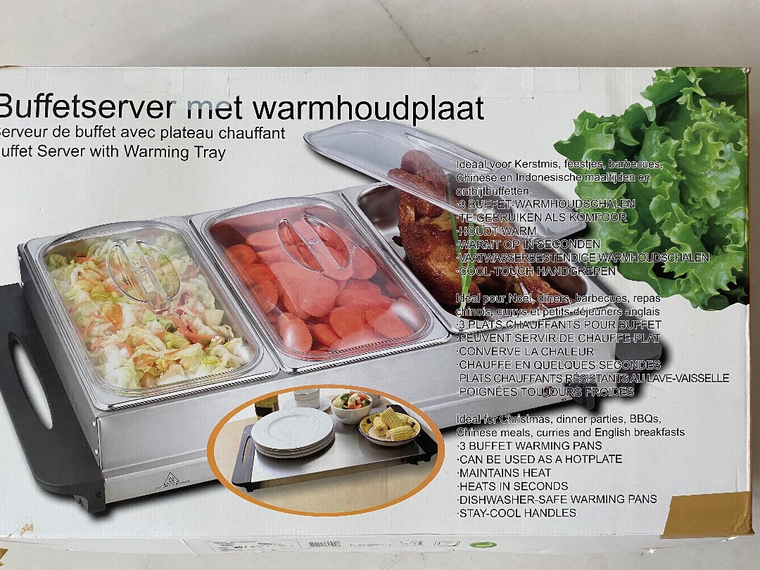 Buffet server with warming tray, Furniture & Home Living, Kitchenware