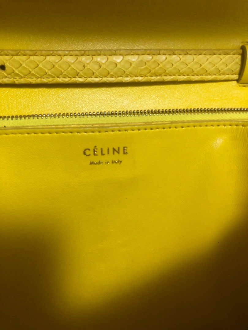 Authenticated Used Celine shoulder bag clutch 2way CELINE 171953 Yellow  with yellow strap 