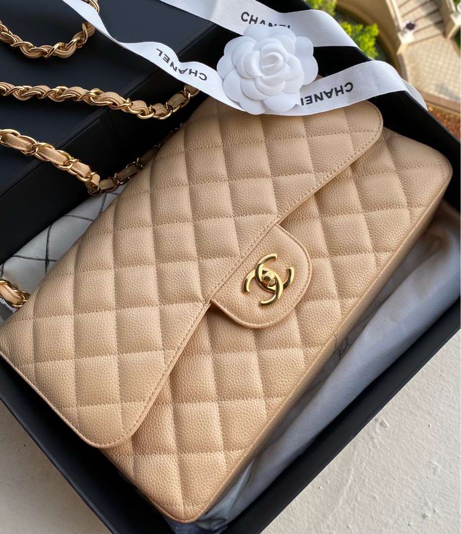 Chanel jumbo in beige Clair ghw, Luxury, Bags & Wallets on Carousell