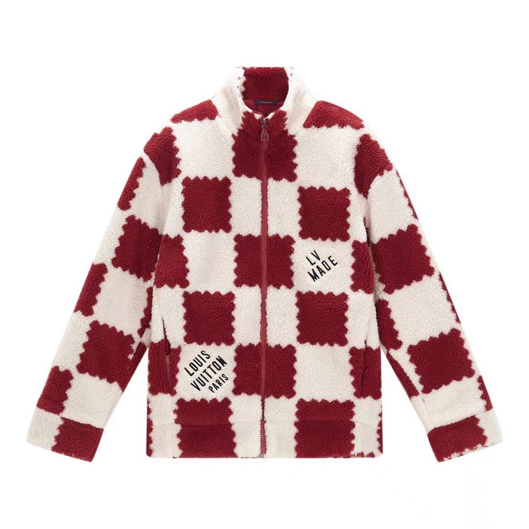 Red top checkerboard jacket