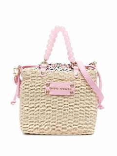 Chiarra Ferragni Pearl Embellised Raffia Tote Bag