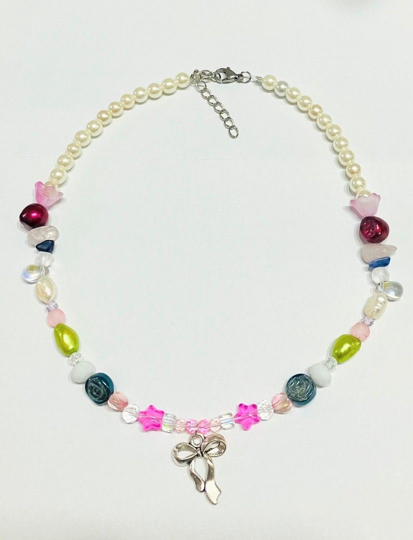 Christmas discount bow necklace