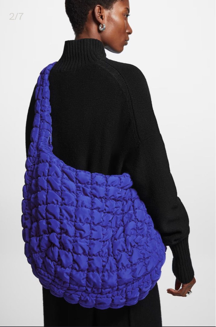 COS Oversized Quilted Bag in Blue, Women's Fashion, Bags & Wallets ...