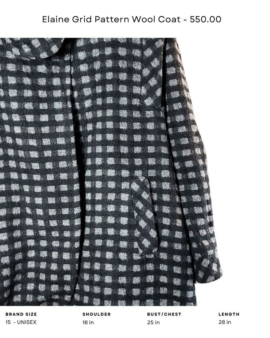 Elaine Grid Pattern Wool Coat - 550.00, Women's Fashion, Coats, Jackets ...
