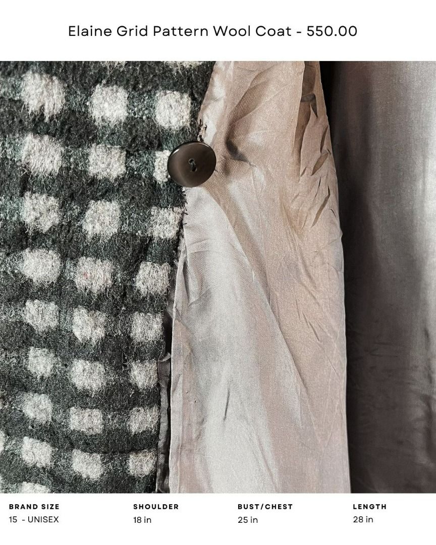 Elaine Grid Pattern Wool Coat - 550.00, Women's Fashion, Coats, Jackets ...