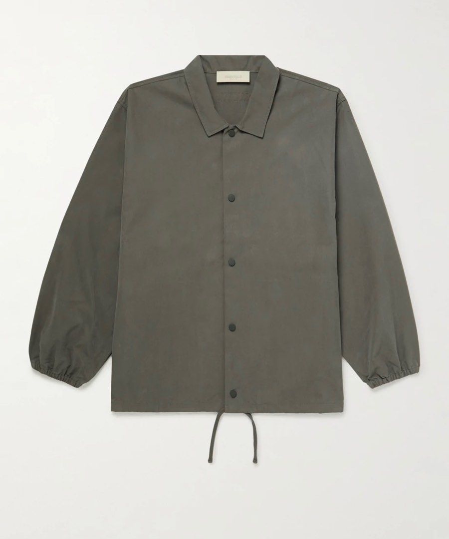 FEAR OF GOD ESSENTIALS Logo Flocked Cotton Blend Coach Jacket Luxury Apparel on Carousell