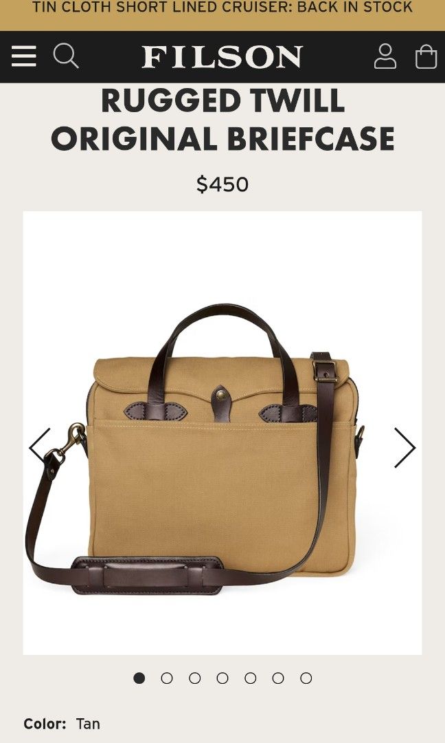 Filson Rugged Twill Original Briefcase Tan, Luxury, Bags & Wallets on
