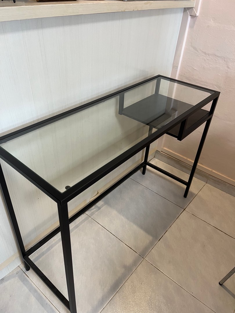 IKEA glass laptop table, Furniture & Home Living, Furniture, Tables & Sets on Carousell