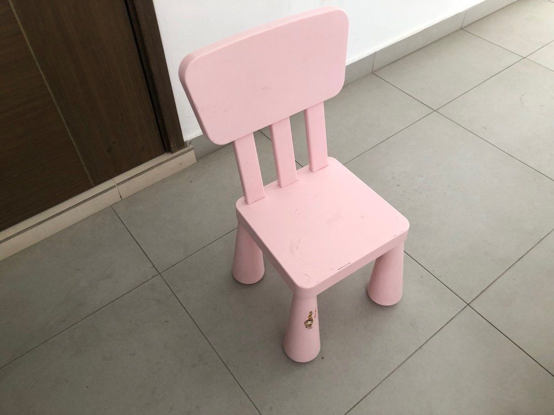 Ikea pink table and set of 2 chairs., Furniture & Home Living