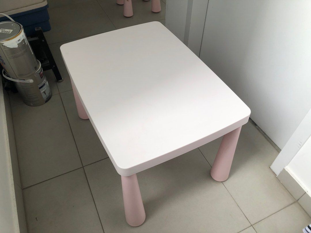Ikea pink table and set of 2 chairs., Furniture & Home Living