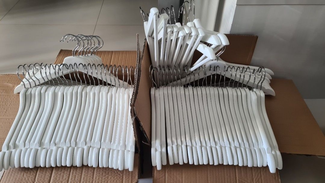 IKEA white wooden hangers, Furniture & Home Living, Home Improvement