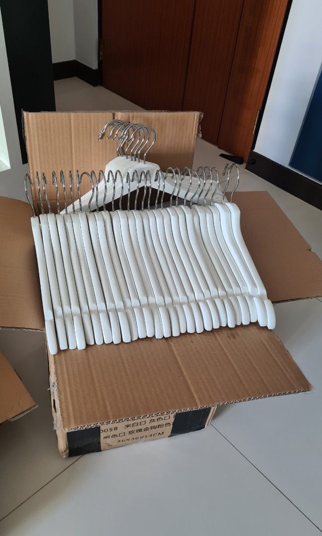 IKEA white wooden hangers, Furniture & Home Living, Home Improvement