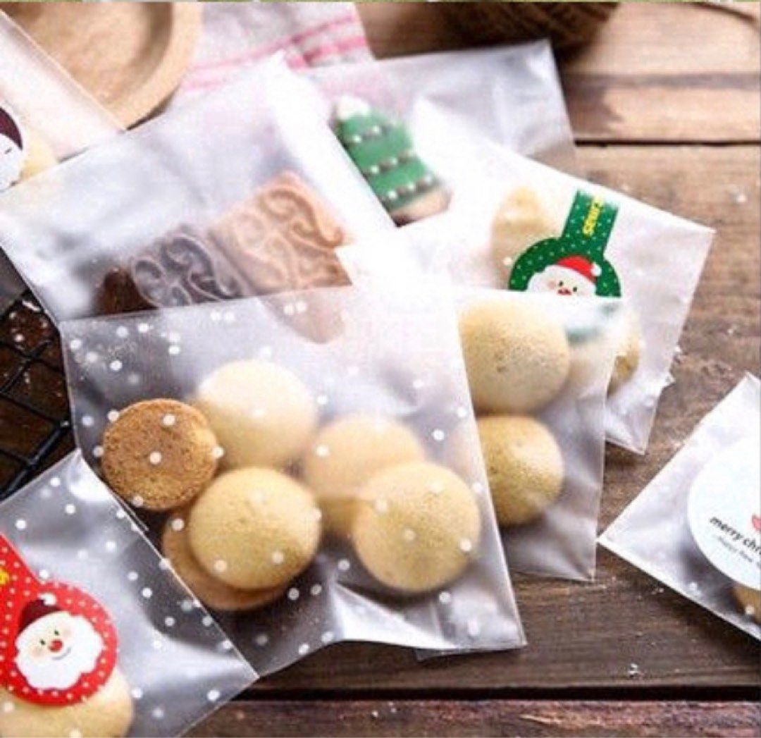 100pcs Baking Food Packaging Bags, Self-sealing Small Cookies Packaging  Bag, Self-adhesive Bags, Size: 7*7+3