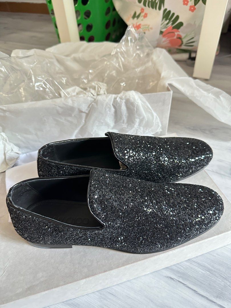 Jimmy choo new shoes coarse glitter fabric