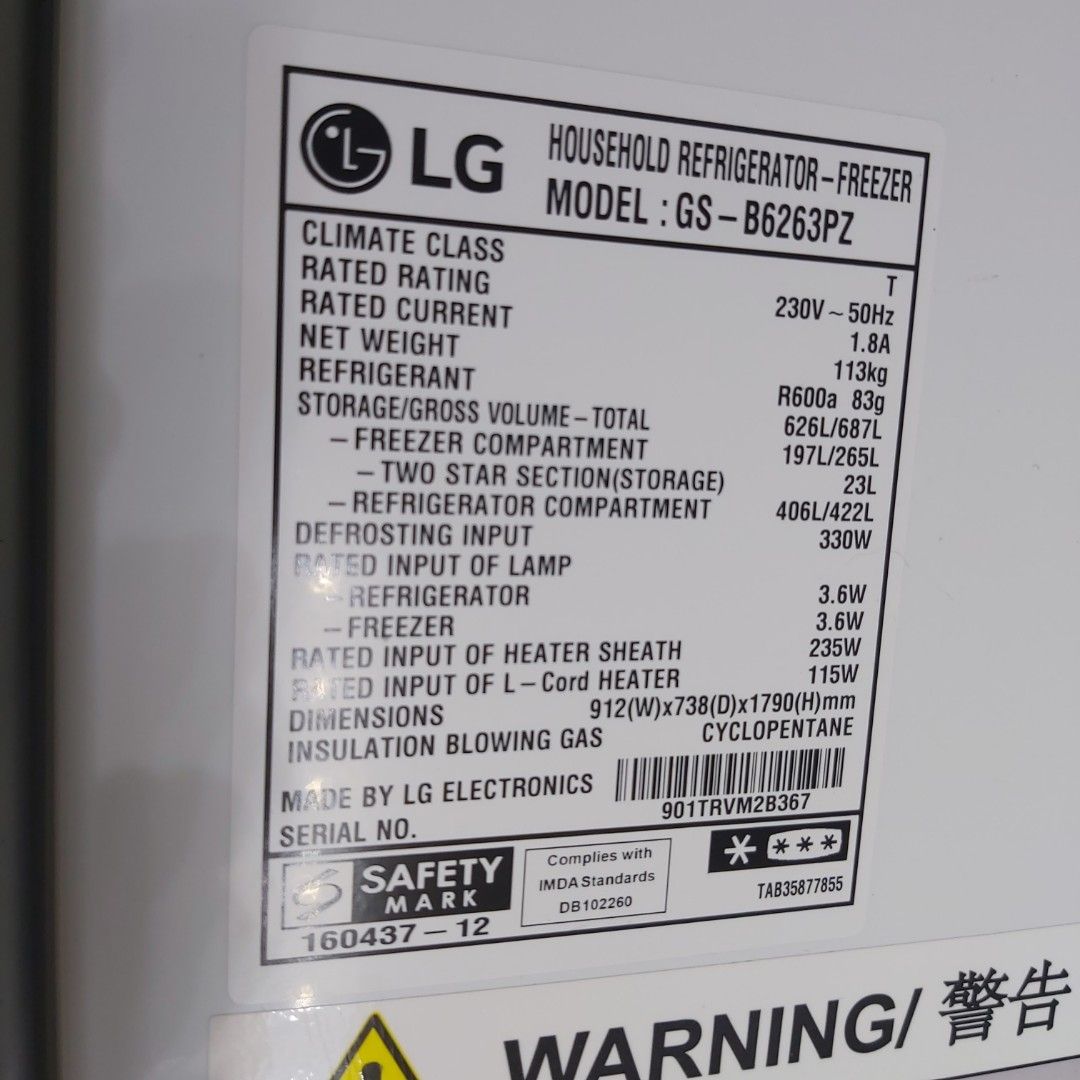 LG Inverter Linear Refrigerator, TV & Home Appliances, Kitchen