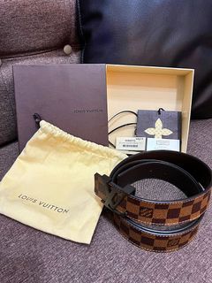 Louis Vuitton Damier Ebene initiales 40MM brown canvas leather belt 105CM  unisex