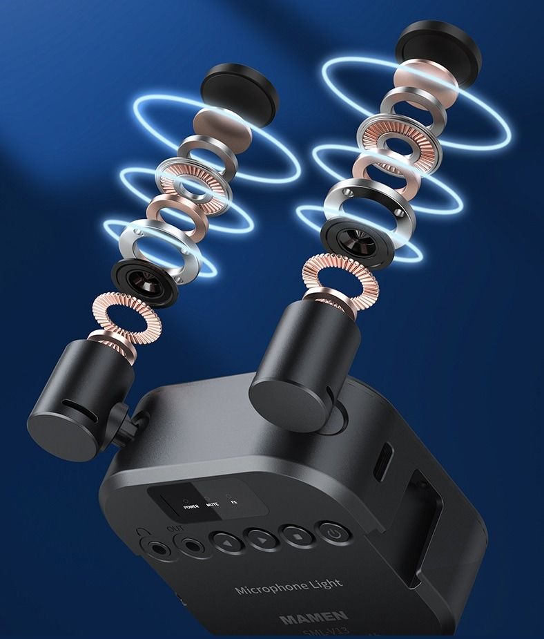 Microphone + Light + Mount Kit Video Conference / Broadcasting Lighting with 180° Rotated