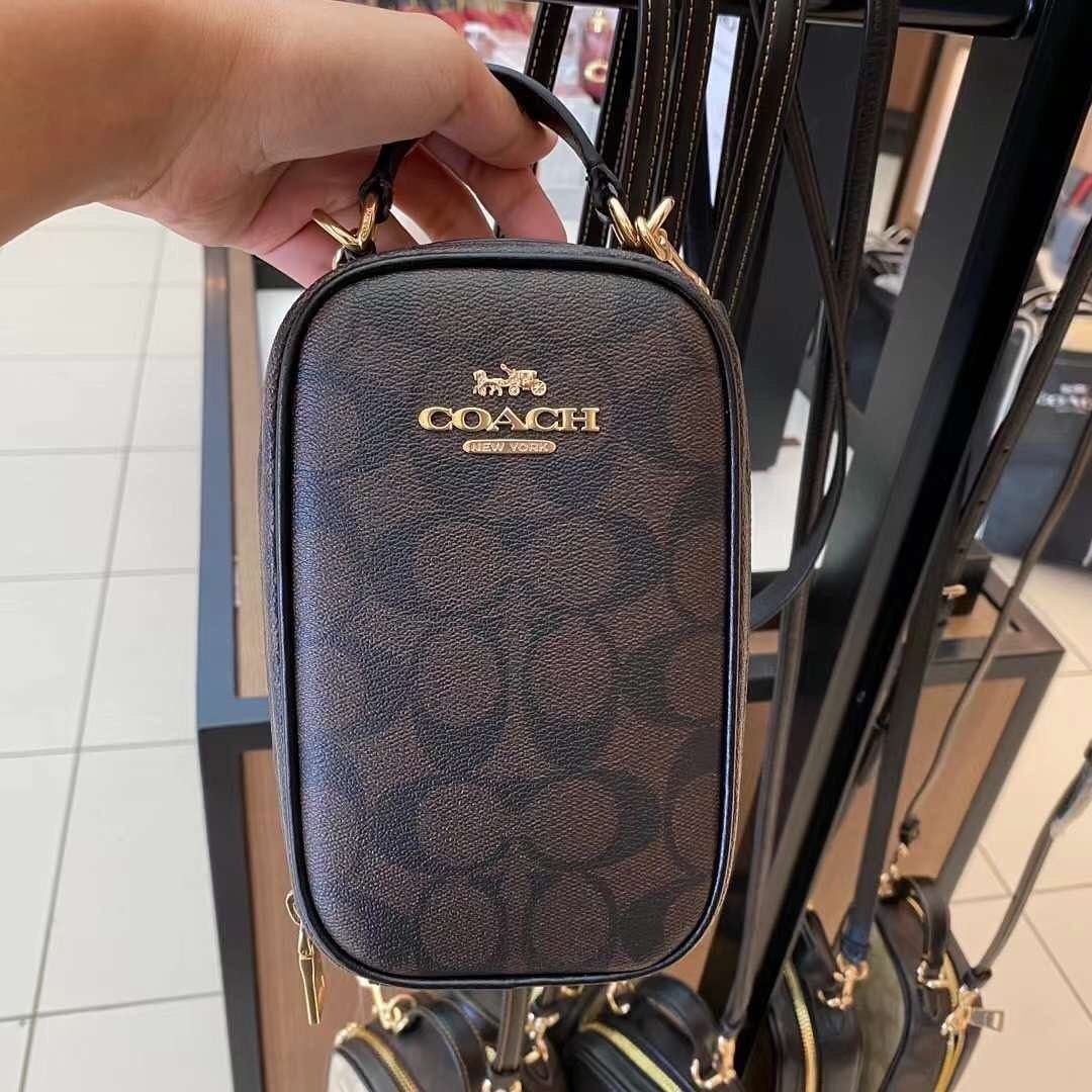 COACH Signature Canvas Phone Crossbody Bag