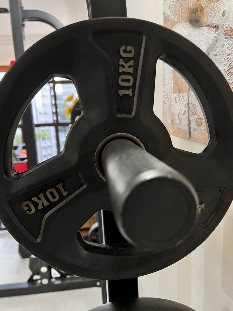 Olympic Barbell Set with 87.5kg rubberised weights, Sports Equipment